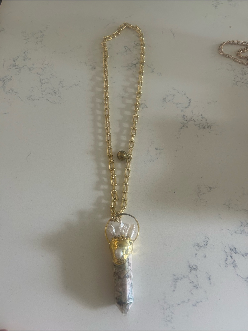 Gold-Tone Crystal Point Pendant Necklace - Women Jewelry